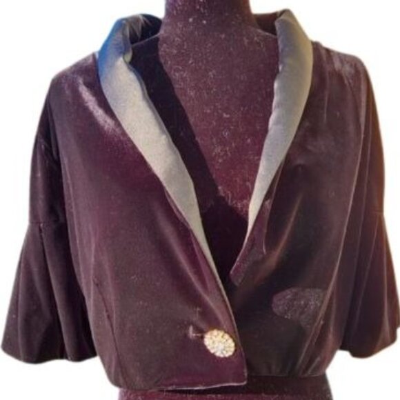 Evening Cocktail Wedding Velvet Crystal Jacket Cardigan Coat Bolero Cover Cape - Picture 6 of 16